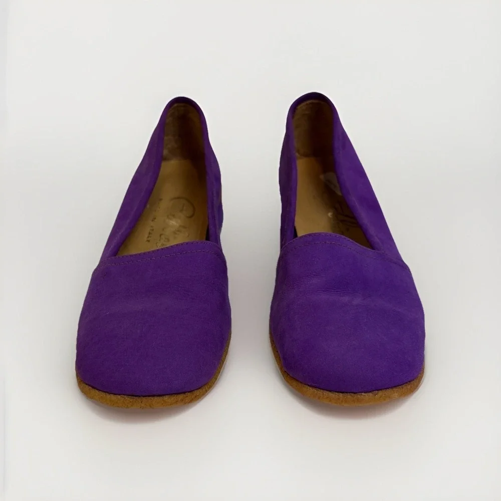 Vintage Cobbies Made In Italy Purple Nabuk Womens Wedges Size 5 Open Box